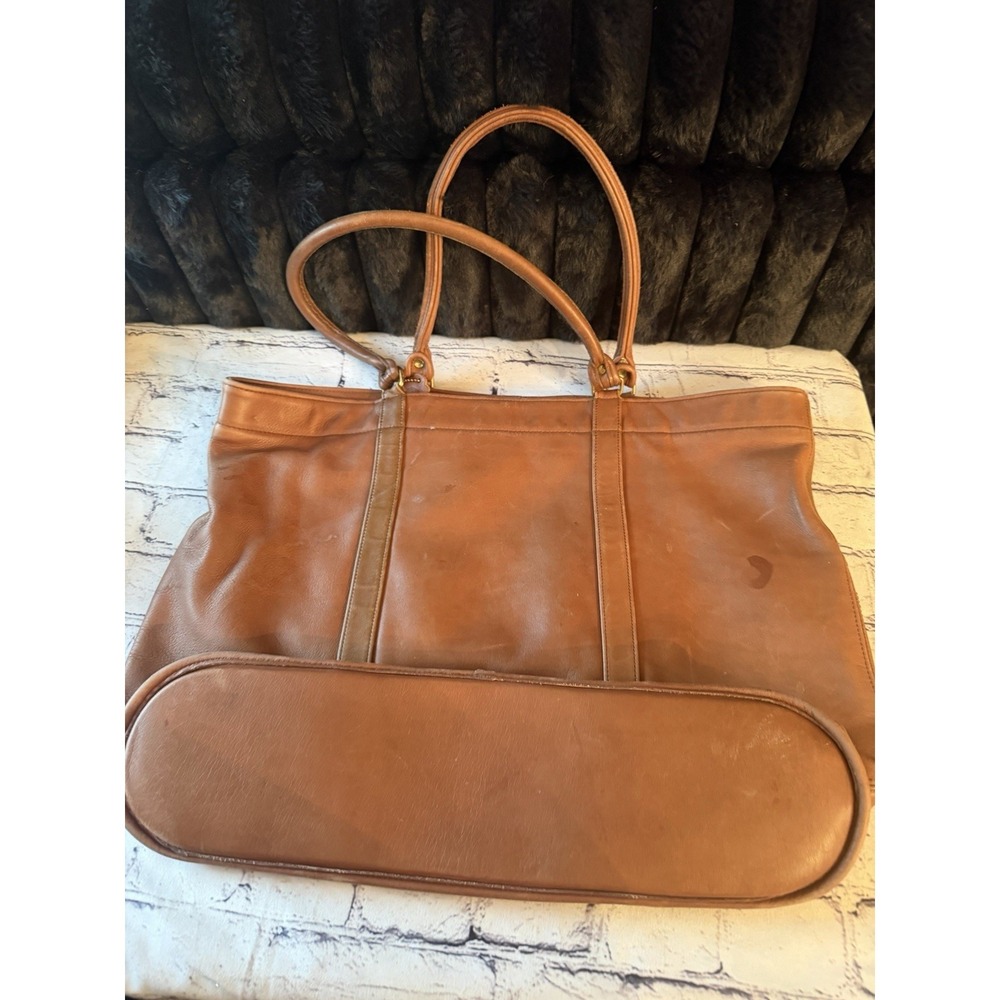 vintage Coach leather tote bag purse handbag Xlarge Brown 2 Tone - Picture 2 of 11